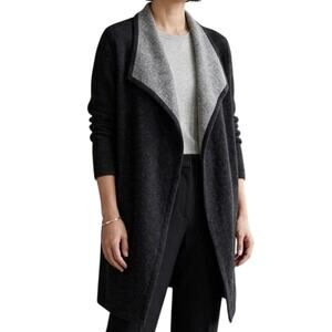 Eileen Fisher Cardigan Womens Medium Two-Tone Gray Merino Wool Blend Lagenlook